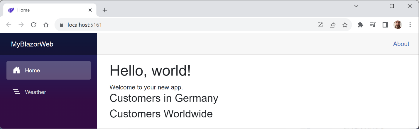 Figure 16.2: The Customers components with the Country parameter set to Germany, and not set