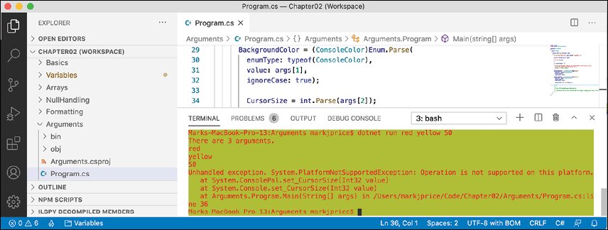 Figure 2.13: An unhandled exception on unsupported macOS