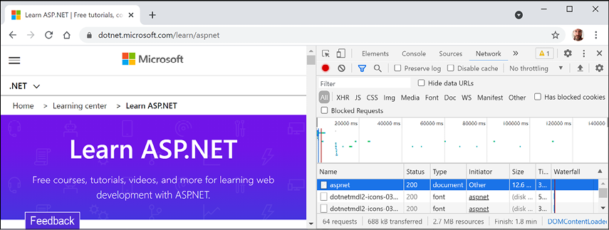 Figure 12.5: Recorded requests in Developer Tools