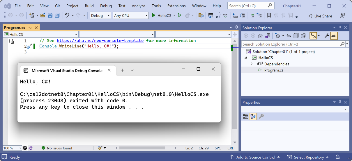 Figure 1.6: Running the console app on Windows