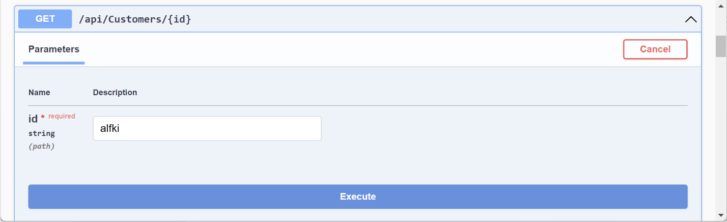 Figure 15.7: Inputting a customer ID before clicking the Execute button