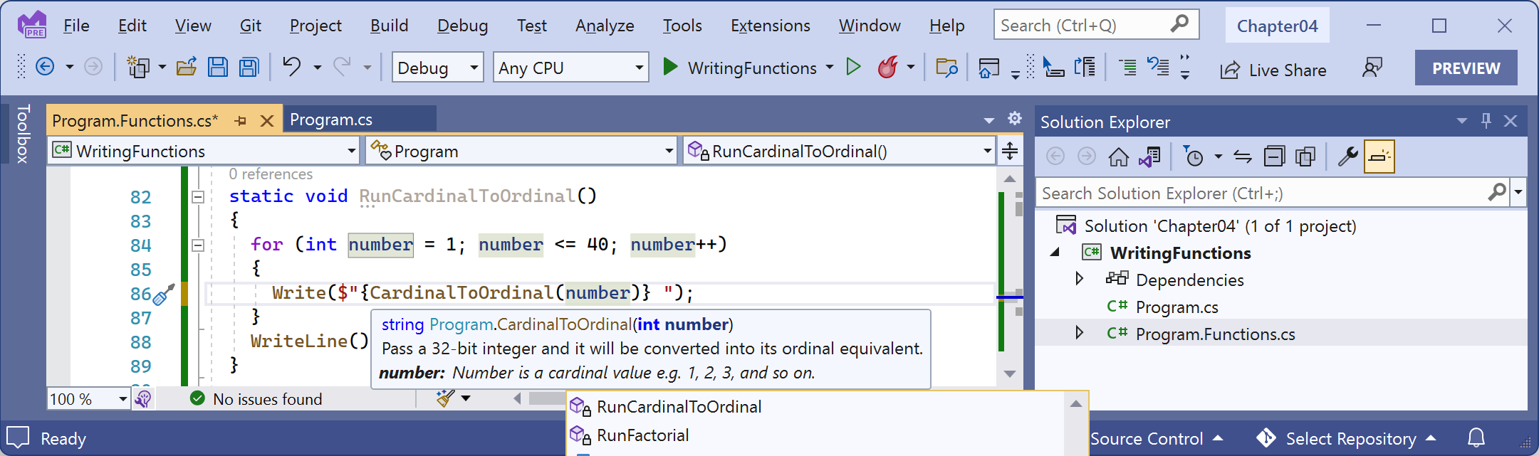 Figure 4.2: A tooltip showing the more detailed method signature