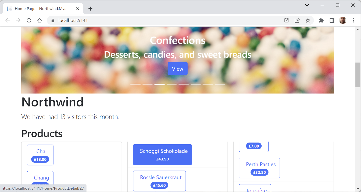 Figure 14.4: The updated Northwind MVC website home page