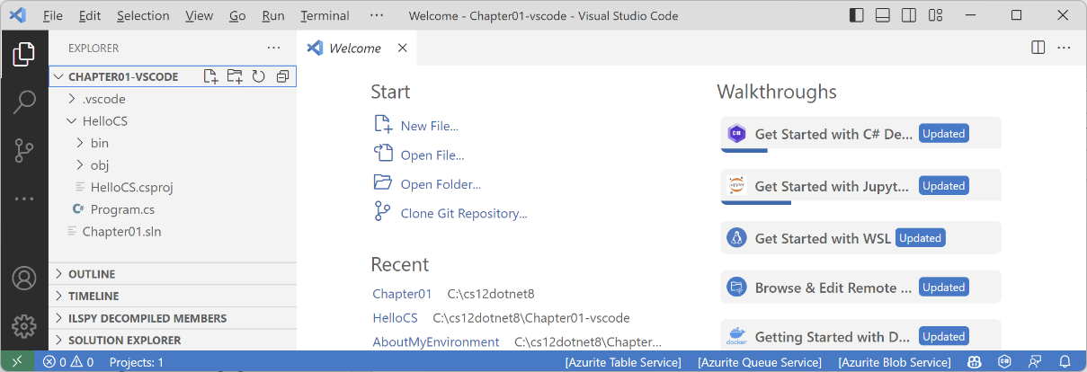 Figure 1.10: EXPLORER shows that two files and a folder have been created
